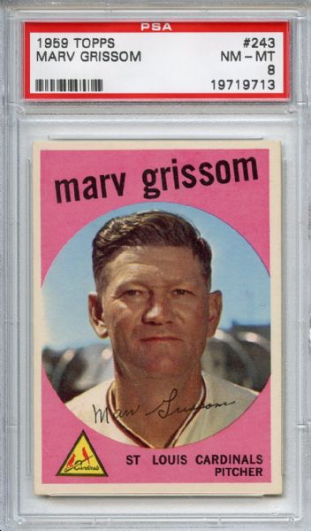 1959 Topps 243 Marv Grissom PSA NM-MT 8