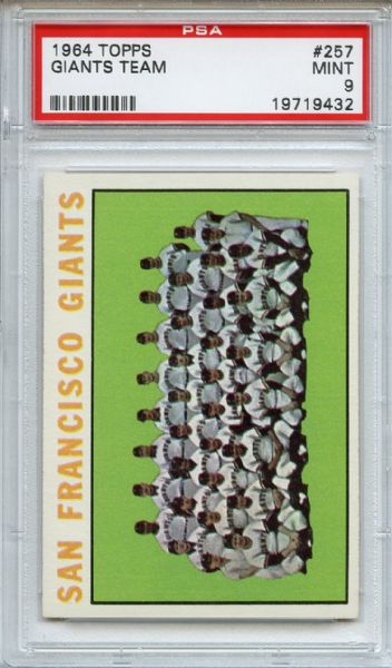1964 Topps 257 San Francisco Giants Team PSA MINT 9