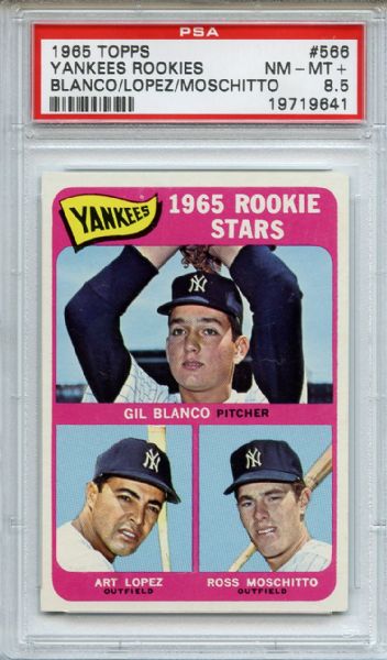 1965 Topps 566 New York Yankees Rookies PSA NM-MT+ 8.5