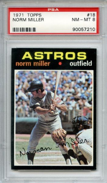 1971 Topps 18 Norm Miller PSA NM-MT 8
