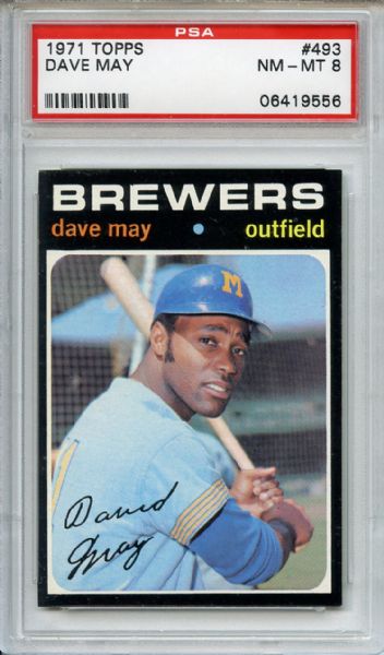 1971 Topps 493 Dave May PSA NM-MT 8