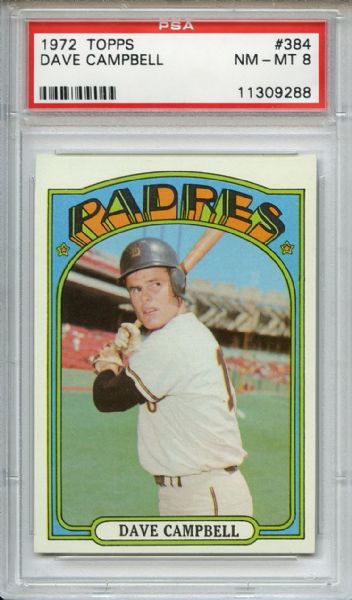 1972 Topps 384 Dave Campbell PSA NM-MT 8