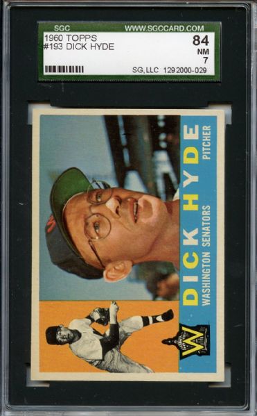 1960 Topps 193 Dick Hyde SGC NM 84 / 7