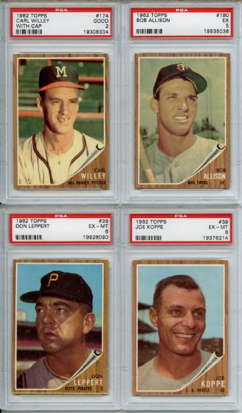 (17) 1962 Topps Baseball Lot All PSA Graded