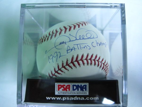 Gary Sheffield Signed OML Baseball 1992 Batting Champ PSA/DNA GEM MT 10