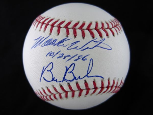 Mookie Wilson & Bill Buckner Dual Signed 10/25/86 OML Baseball JSA COA