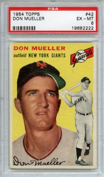 1954 Topps 42 Don Mueller PSA EX-MT 6