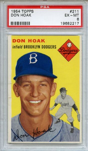 1954 Topps 211 Don Hoak PSA EX-MT 6