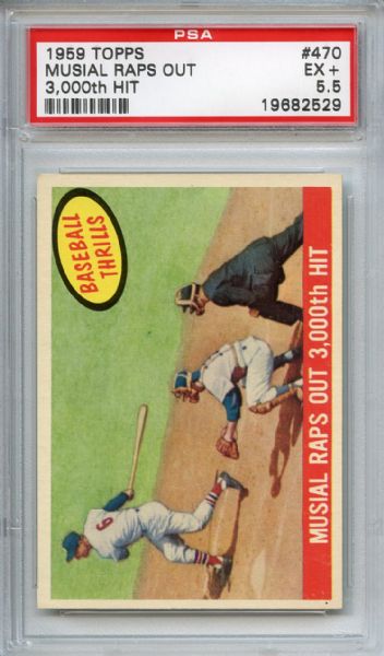 1959 Topps 470 Musial Raps Out 3000th Hit PSA EX+ 5.5