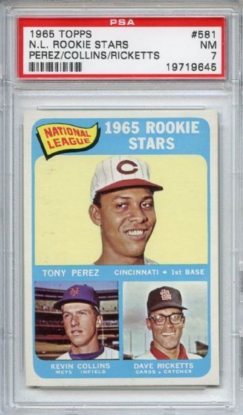1965 Topps 581 NL Rookie Stars Tony Perez PSA NM 7