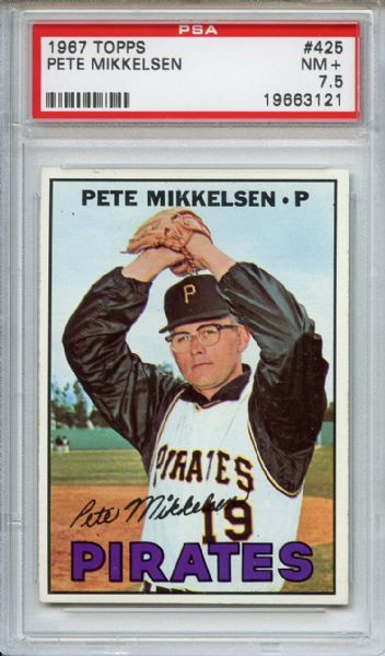 1967 Topps 425 Pete Mikkelsen PSA NM+ 7.5