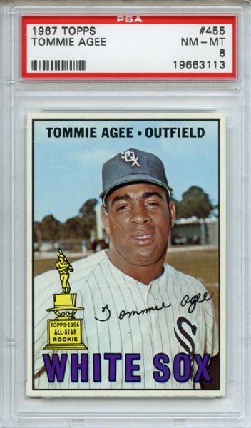 1967 Topps 455 Tommie Agee PSA NM-MT 8