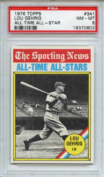 1976 Topps 341 Lou Gehrig All Time All Star PSA NM-MT 8