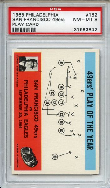 1965 Philadelphia 182 San Francisco 49ers Play Card PSA NM-MT 8