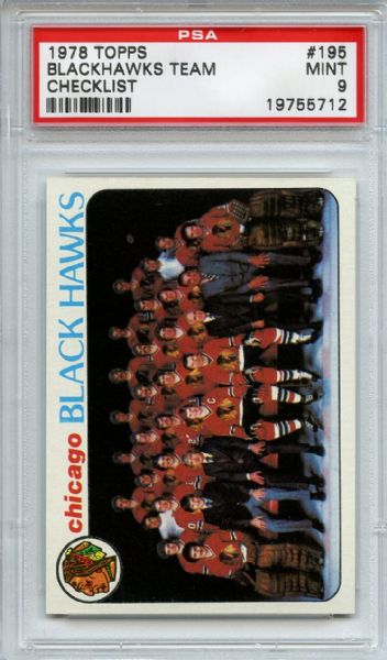 1978 Topps 195 Chicago Blackhawks Team PSA MINT 9