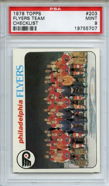 1978 Topps 203 Philadelphia Flyers Team PSA MINT 9