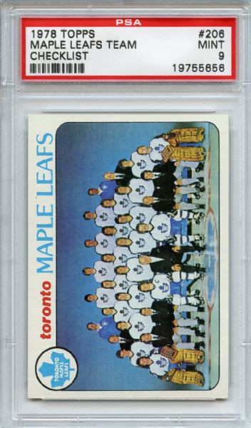 1978 Topps 206 Toronto Maple Leafs Team PSA MINT 9