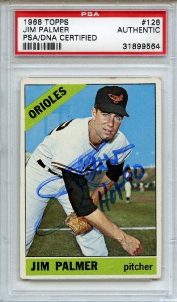 Jim Palmer Signed 1966 Topps Rookie Card PSA/DNA