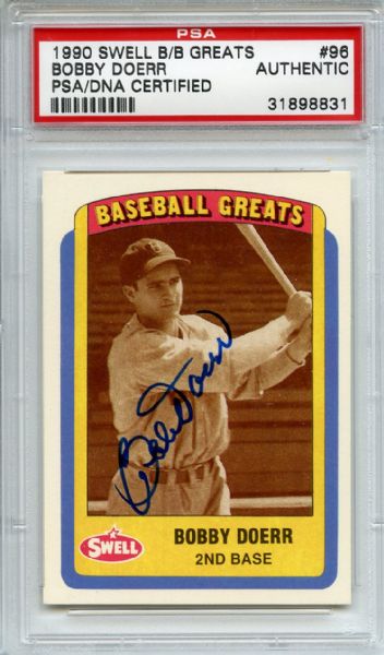Bobby Doerr Signed Swell Greats Card PSA/DNA