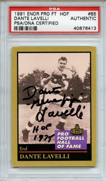 Dante Lavelli Signed 1991 Enor Football HOF Card PSA/DNA
