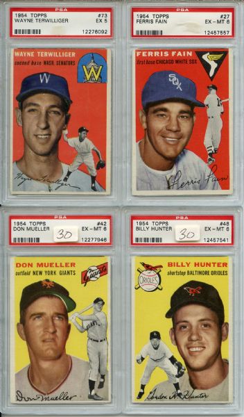 (8) 1954 Topps Baseball Lot PSA Graded 5-6