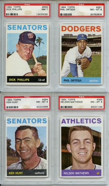 (6) 1964 Topps Baseball Lot Graded PSA 7-8