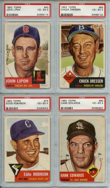 (15) 1953 Topps Baseball Lot All Graded PSA 4