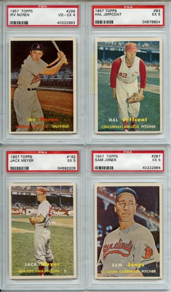 (9) 1957 Topps Baseball Lot Graded PSA 4-5