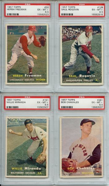 (4) 1957 Topps Baseball All Graded PSA 6.5