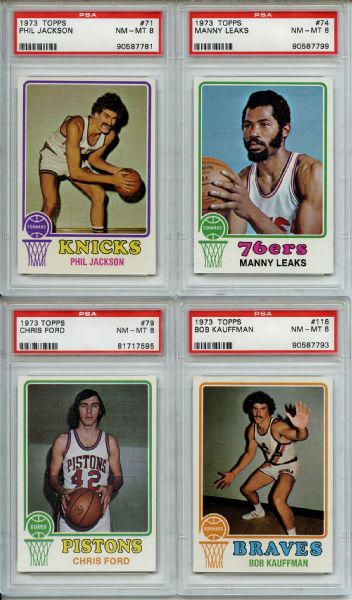 (27) 1973 Topps Basketball Lot All Graded PSA 8