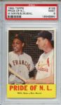 1963 Topps Pride of NL Willie Mays & Stan Musial PSA MINT 9