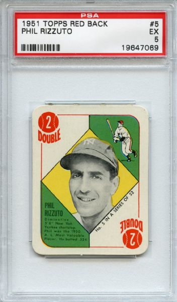 1951 Topps Red Back 5 Phil Rizzuto PSA EX 5