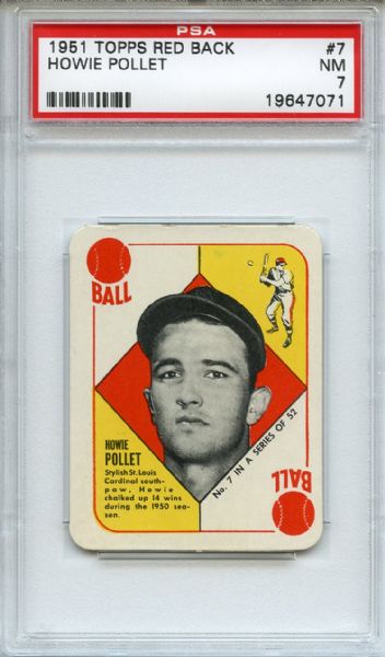 1951 Topps Red Back 7 Howie Pollet PSA NM 7