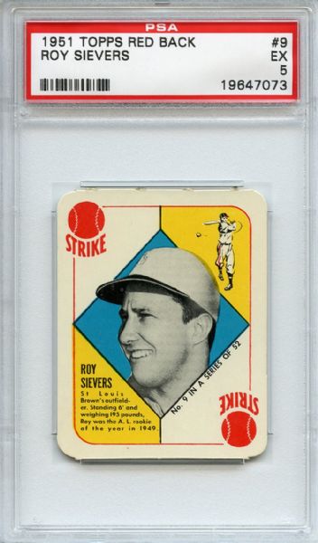 1951 Topps Red Back 9 Roy Sievers PSA EX 5