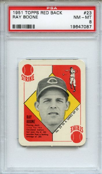 1951 Topps Red Back 23 Ray Boone PSA NM-MT 8