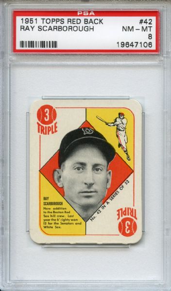 1951 Topps Red Back 42 Ray Scarborough PSA NM-MT 8