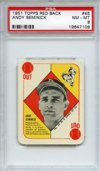 1951 Topps Red Back 45 Andy Seminick PSA NM-MT 8