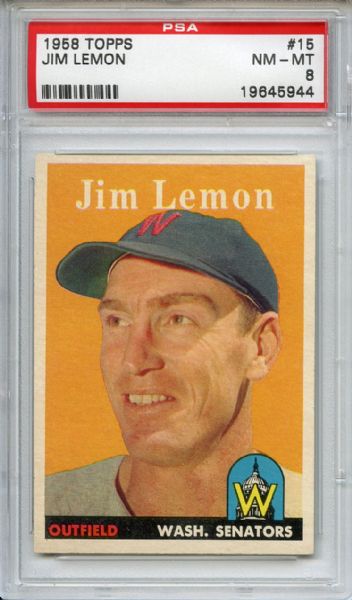 1958 Topps 15 Jim Lemon PSA NM-MT 8