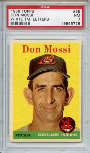 1958 Topps 35 Don Mossi PSA NM 7