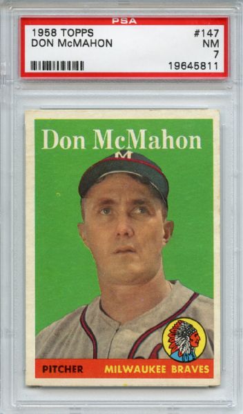 1958 Topps 147 Don McMahon PSA NM 7