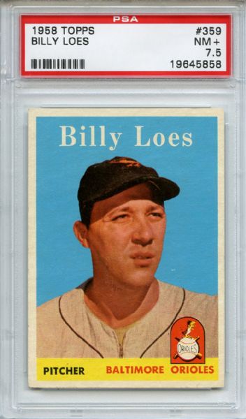 1958 Topps 359 Billy Loes PSA NM+ 7.5