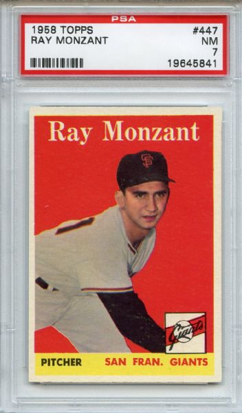 1958 Topps 447 Ray Monzant PSA NM 7