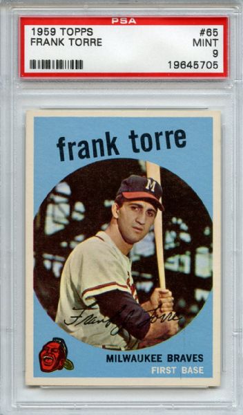 1959 Topps 65 Frank Torre PSA MINT 9