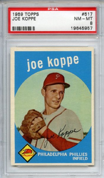 1959 Topps 517 Joe Koppe PSA NM-MT 8