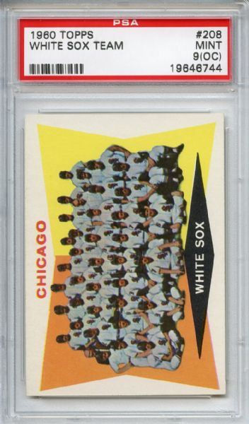 1960 Topps 208 Chicago White Sox Team PSA MINT 9 (OC)