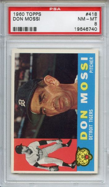 1960 Topps 418 Don Mossi PSA NM-MT 8