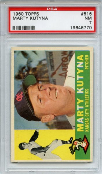 1960 Topps 516 Marty Kutyna PSA NM 7