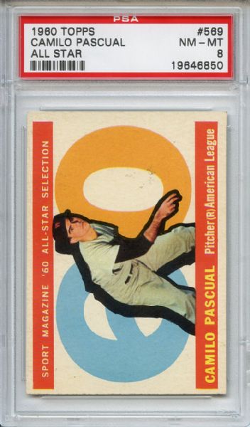 1960 Topps 569 Camilo Pascual All Star PSA NM-MT 8
