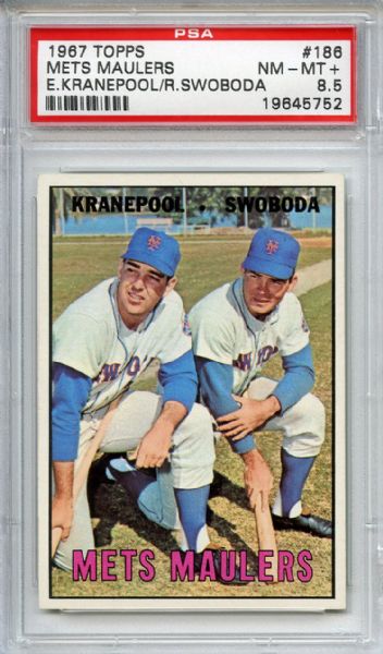 1967 Topps 186 Mets Maulers Kranepool Sowboda PSA NM-MT+ 8.5