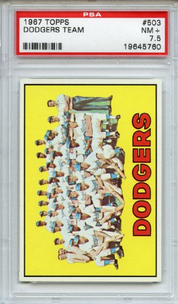 1967 Topps 503 Los Angeles Dodgers Team PSA NM+ 7.5